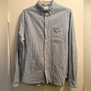 H&M L.O.G.G. Vintage Vertical Striped Button Down Shirt | Green/White | Small